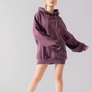 NWT Popflex Long Cloud Hoodie Sweatshirt in Deep Plum Purple